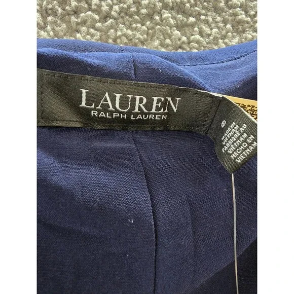 Lauren Ralph Lauren Jersey Off-the-Shoulder Side-Slit Column Gown Women's 6 Navy